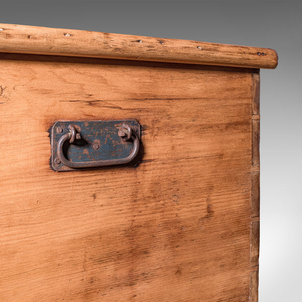 Antique Carriage Chest, English, Pine, Country House Storage Trunk, Victorian