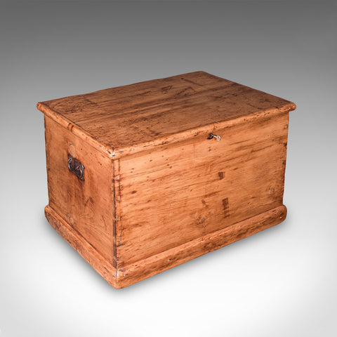 Antique Carriage Chest, English, Pine, Country House Storage Trunk, Victorian