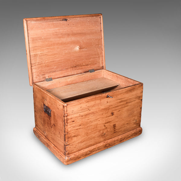 Antique Carriage Chest, English, Pine, Country House Storage Trunk, Victorian