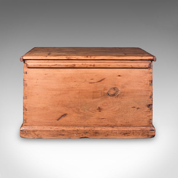 Antique Carriage Chest, English, Pine, Country House Storage Trunk, Victorian