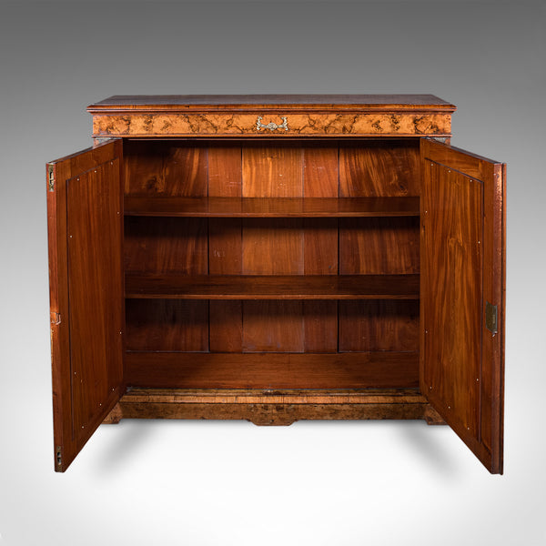 Antique Morning Room Book Cabinet, English Walnut Mirror Front Bookcase, Regency