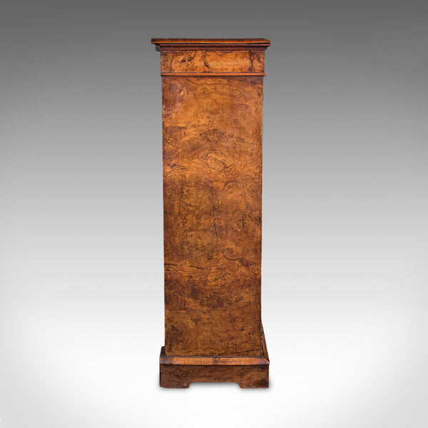 Antique Morning Room Book Cabinet, English Walnut Mirror Front Bookcase, Regency