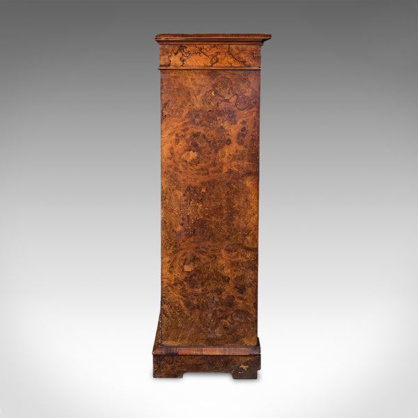 Antique Morning Room Book Cabinet, English Walnut Mirror Front Bookcase, Regency