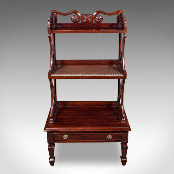 Vintage Waterfall Bookcase, English, Whatnot, Book Shelf Stand, Regency Revival