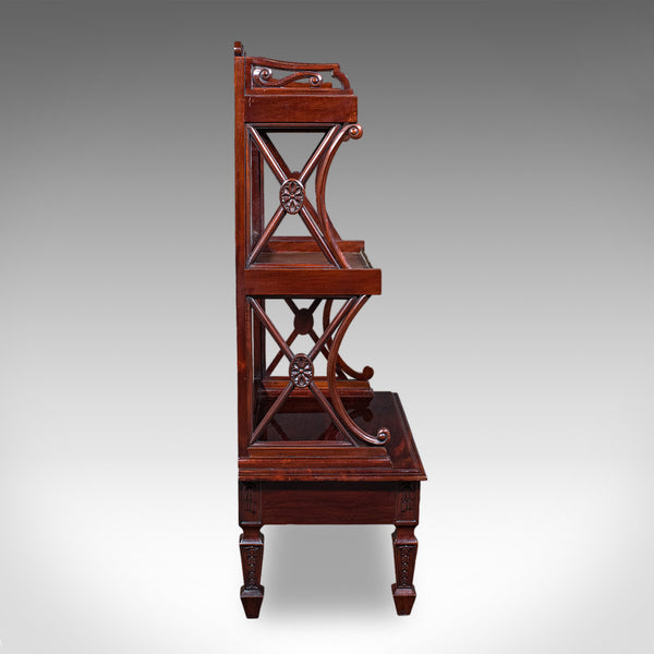 Vintage Waterfall Bookcase, English, Whatnot, Book Shelf Stand, Regency Revival