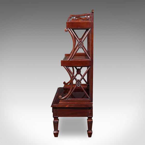 Vintage Waterfall Bookcase, English, Whatnot, Book Shelf Stand, Regency Revival