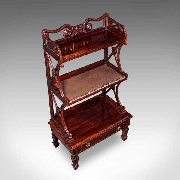 Vintage Waterfall Bookcase, English, Whatnot, Book Shelf Stand, Regency Revival