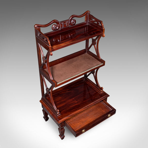Vintage Waterfall Bookcase, English, Whatnot, Book Shelf Stand, Regency Revival
