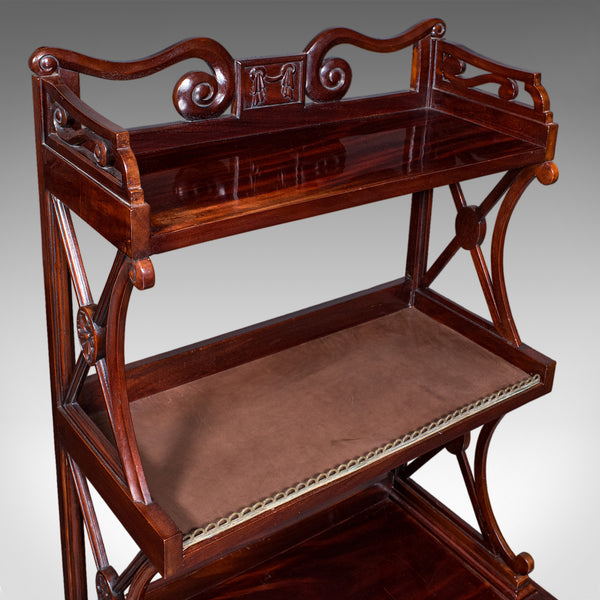 Vintage Waterfall Bookcase, English, Whatnot, Book Shelf Stand, Regency Revival