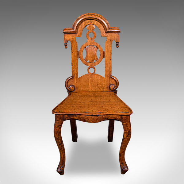 Antique Reception Hall Chair, Scottish, Oak, Side, Occasional Seat, Victorian