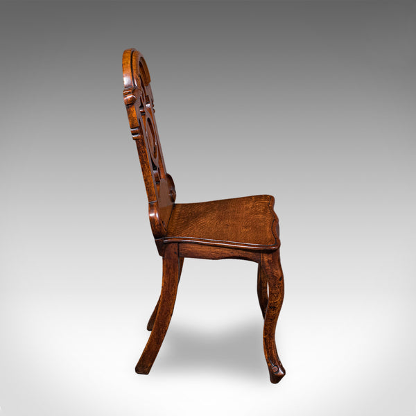 Antique Reception Hall Chair, Scottish, Oak, Side, Occasional Seat, Victorian