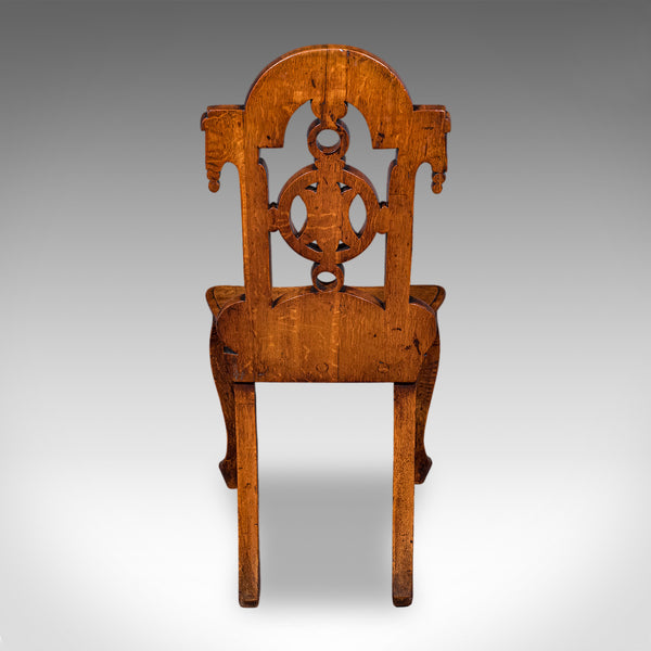 Antique Reception Hall Chair, Scottish, Oak, Side, Occasional Seat, Victorian