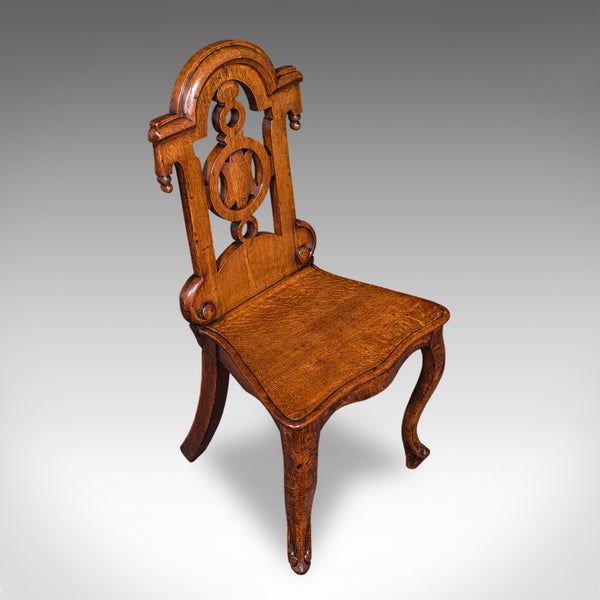 Antique Reception Hall Chair, Scottish, Oak, Side, Occasional Seat, Victorian