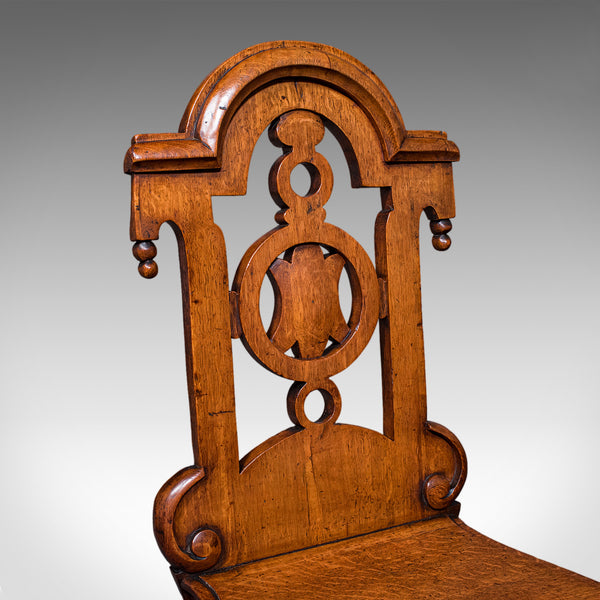Antique Reception Hall Chair, Scottish, Oak, Side, Occasional Seat, Victorian