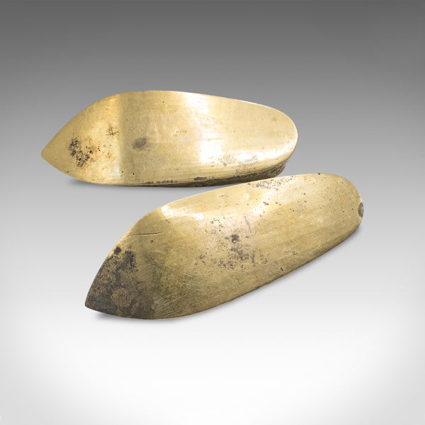 Pair of Small Vintage Slipper Ashtrays, Indian Brass Cigarette Rest, Mid Century