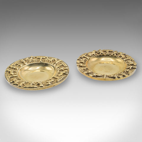 Pair of Vintage Casablanca Souk Ashtrays, Bronze Tobacco Dish, Art Deco, C.1940