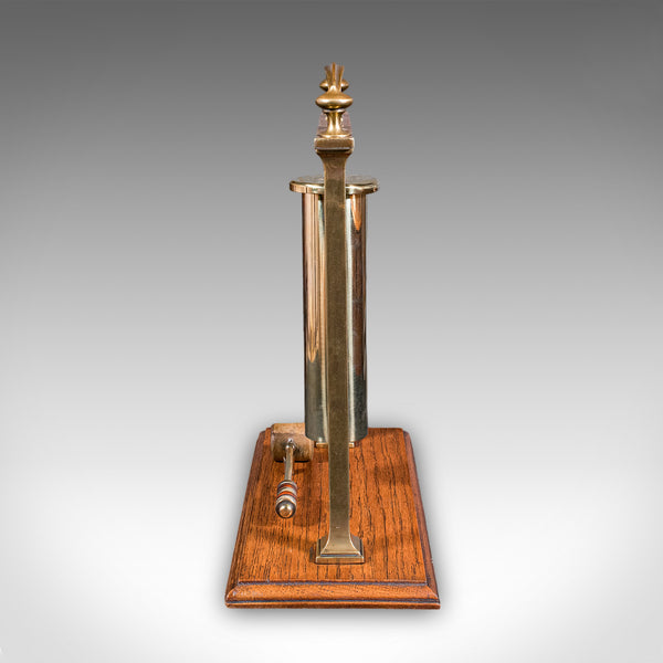 Antique Veranda Supper Bell, Brass, Oak, Afternoon Tea Gong, Edwardian, C.1910