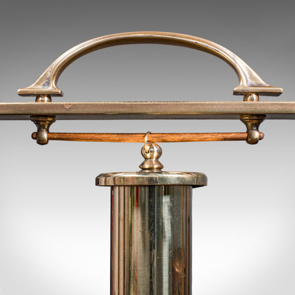 Antique Veranda Supper Bell, Brass, Oak, Afternoon Tea Gong, Edwardian, C.1910