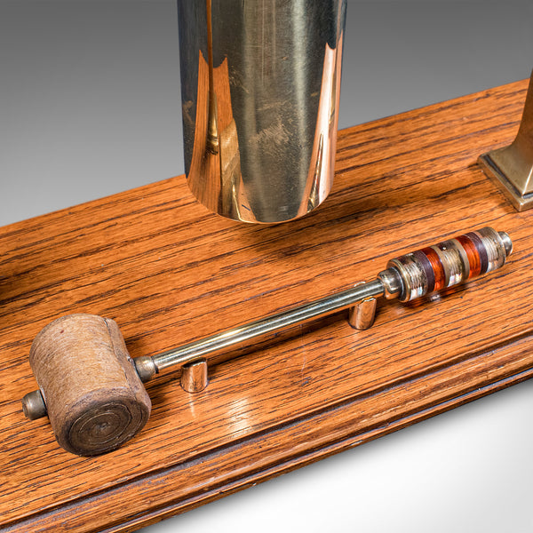 Antique Veranda Supper Bell, Brass, Oak, Afternoon Tea Gong, Edwardian, C.1910