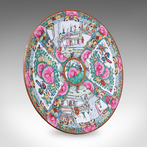 Antique Famille Rose Display Plate, Oriental, Rose Medallion, Charger, Edwardian