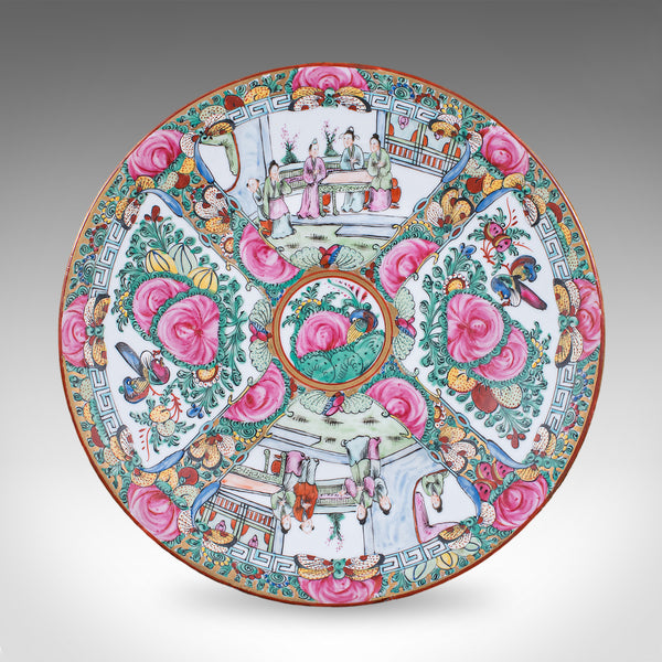 Antique Famille Rose Display Plate, Oriental, Rose Medallion, Charger, Edwardian