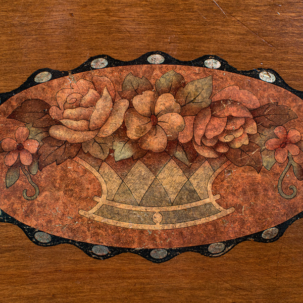 Antique Sorrentoware Keepsake Box, Italian Walnut Dressing Table Case, Victorian