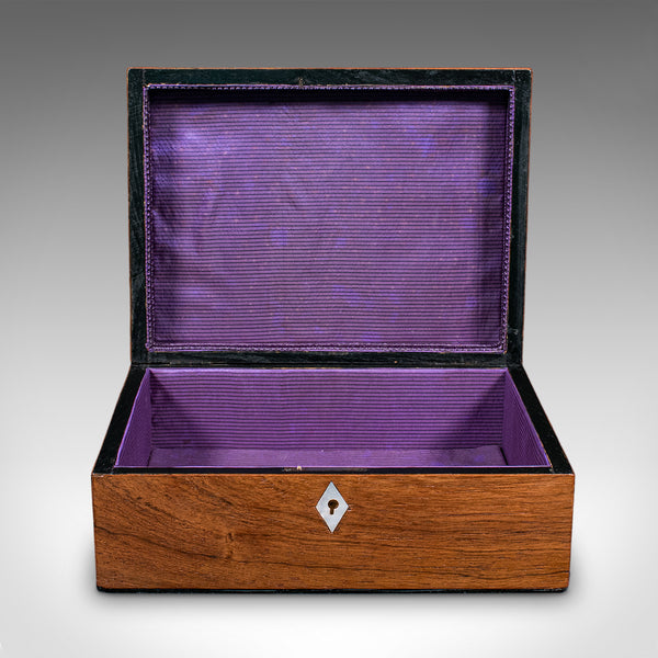 Antique Sorrentoware Keepsake Box, Italian Walnut Dressing Table Case, Victorian