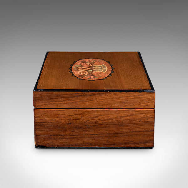 Antique Sorrentoware Keepsake Box, Italian Walnut Dressing Table Case, Victorian