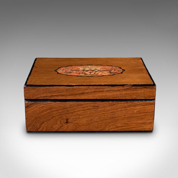 Antique Sorrentoware Keepsake Box, Italian Walnut Dressing Table Case, Victorian