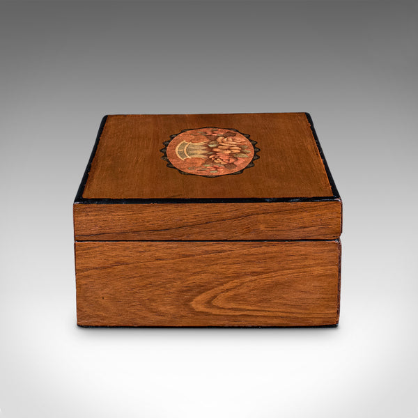 Antique Sorrentoware Keepsake Box, Italian Walnut Dressing Table Case, Victorian