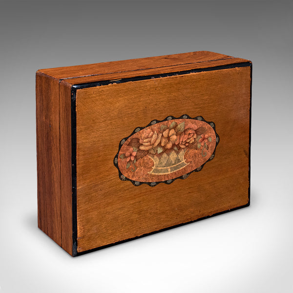 Antique Sorrentoware Keepsake Box, Italian Walnut Dressing Table Case, Victorian