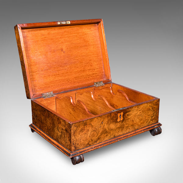 Antique Keepsake Case, English, Burr Walnut, Jewellery, Organiser Box, Victorian