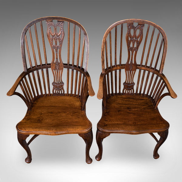 Set of 6 Vintage Windsor Chairs, English, Victorian Revival, Country House Seat