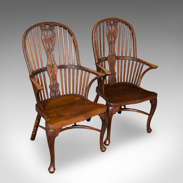 Set of 6 Vintage Windsor Chairs, English, Victorian Revival, Country House Seat