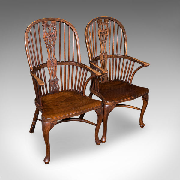 Set of 6 Vintage Windsor Chairs, English, Victorian Revival, Country House Seat