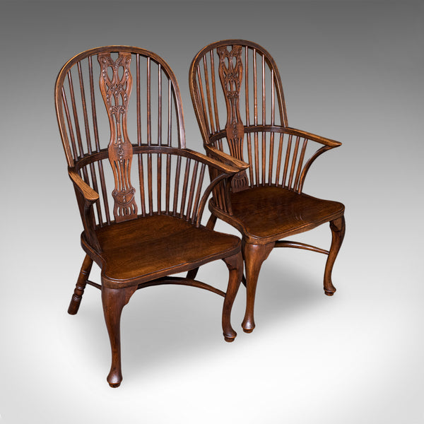 Set of 6 Vintage Windsor Chairs, English, Victorian Revival, Country House Seat