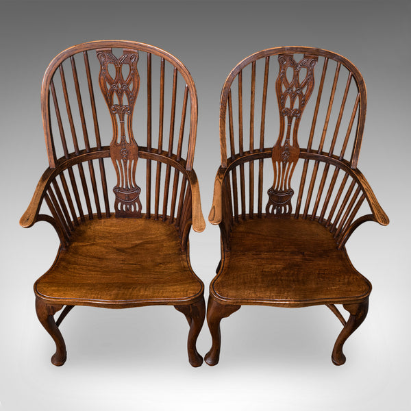 Set of 6 Vintage Windsor Chairs, English, Victorian Revival, Country House Seat