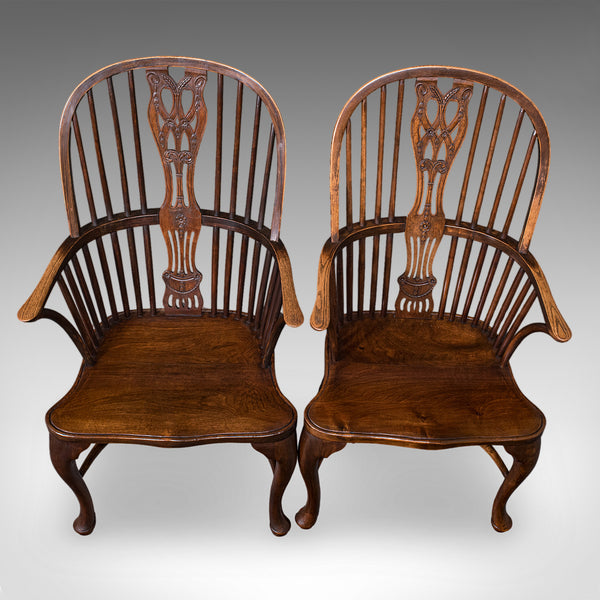 Set of 6 Vintage Windsor Chairs, English, Victorian Revival, Country House Seat