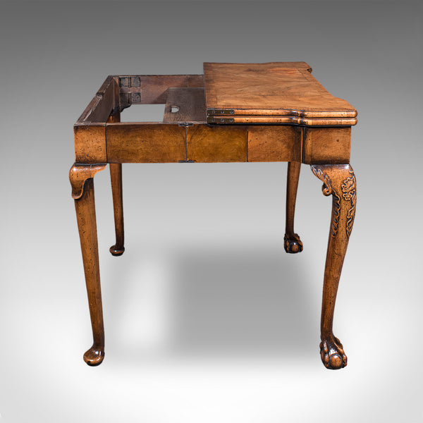 Antique Fold Over Bridge Table, English, Walnut, Game, Card, Georgian, C.1780