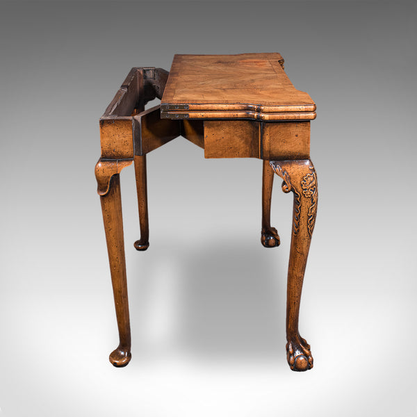 Antique Fold Over Bridge Table, English, Walnut, Game, Card, Georgian, C.1780