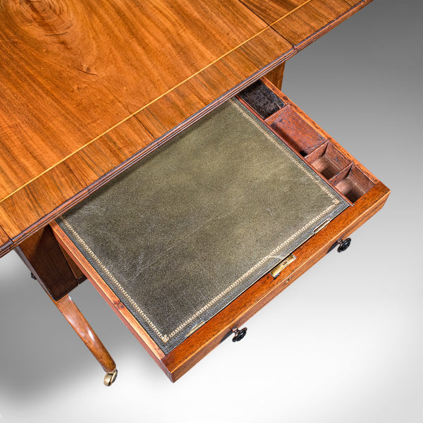 Antique Drop Leaf Ladies Work Table, English, Sewing, Writing, Regency, C.1820
