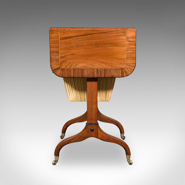 Antique Drop Leaf Ladies Work Table, English, Sewing, Writing, Regency, C.1820