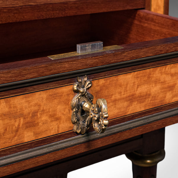 Antique Nightstand, French Walnut, Bedside Drawers, Louis XVI Revival, Victorian