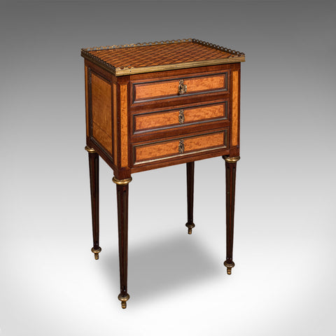 Antique Nightstand, French Walnut, Bedside Drawers, Louis XVI Revival, Victorian