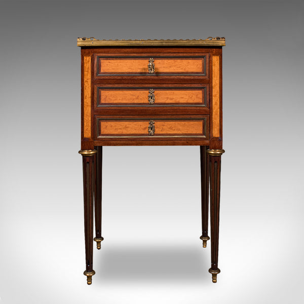 Antique Nightstand, French Walnut, Bedside Drawers, Louis XVI Revival, Victorian