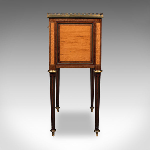 Antique Nightstand, French Walnut, Bedside Drawers, Louis XVI Revival, Victorian