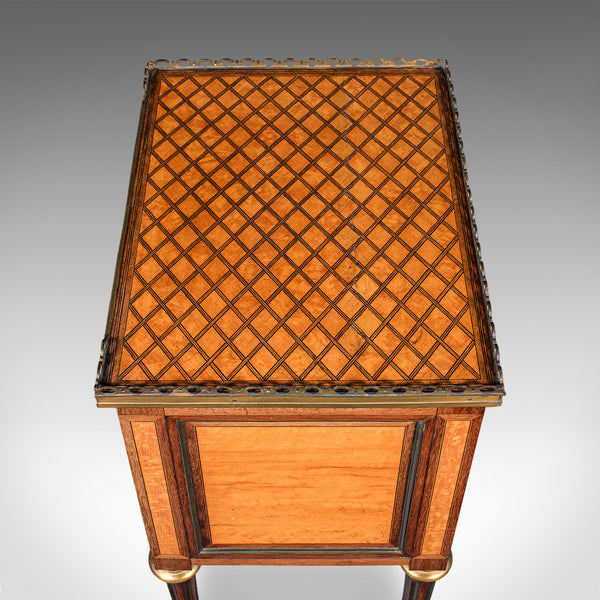Antique Nightstand, French Walnut, Bedside Drawers, Louis XVI Revival, Victorian