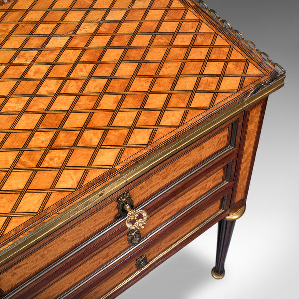 Antique Nightstand, French Walnut, Bedside Drawers, Louis XVI Revival, Victorian