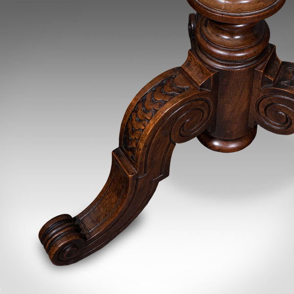 Antique Decanter Table, English, Walnut, Marble, Wine, Cocktail, High Victorian