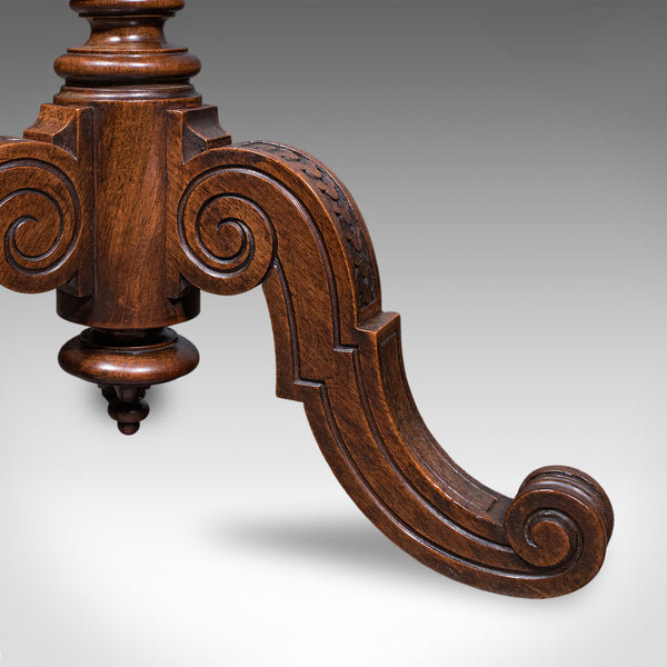 Antique Decanter Table, English, Walnut, Marble, Wine, Cocktail, High Victorian